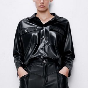 ZARA FAUX LEATHER OVERSHIRT